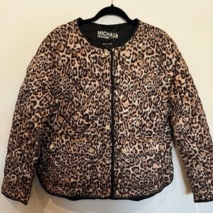 Michael Kors leopard print quilted Puffer packable Jacket size medium
